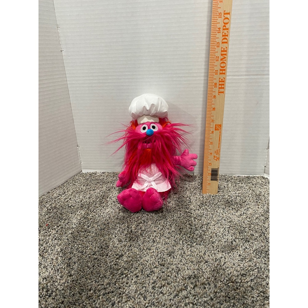 Plush Sesame Street Gonger Pink Excellent Chef Hat Apron SeaWorld - Picture 4 of 4